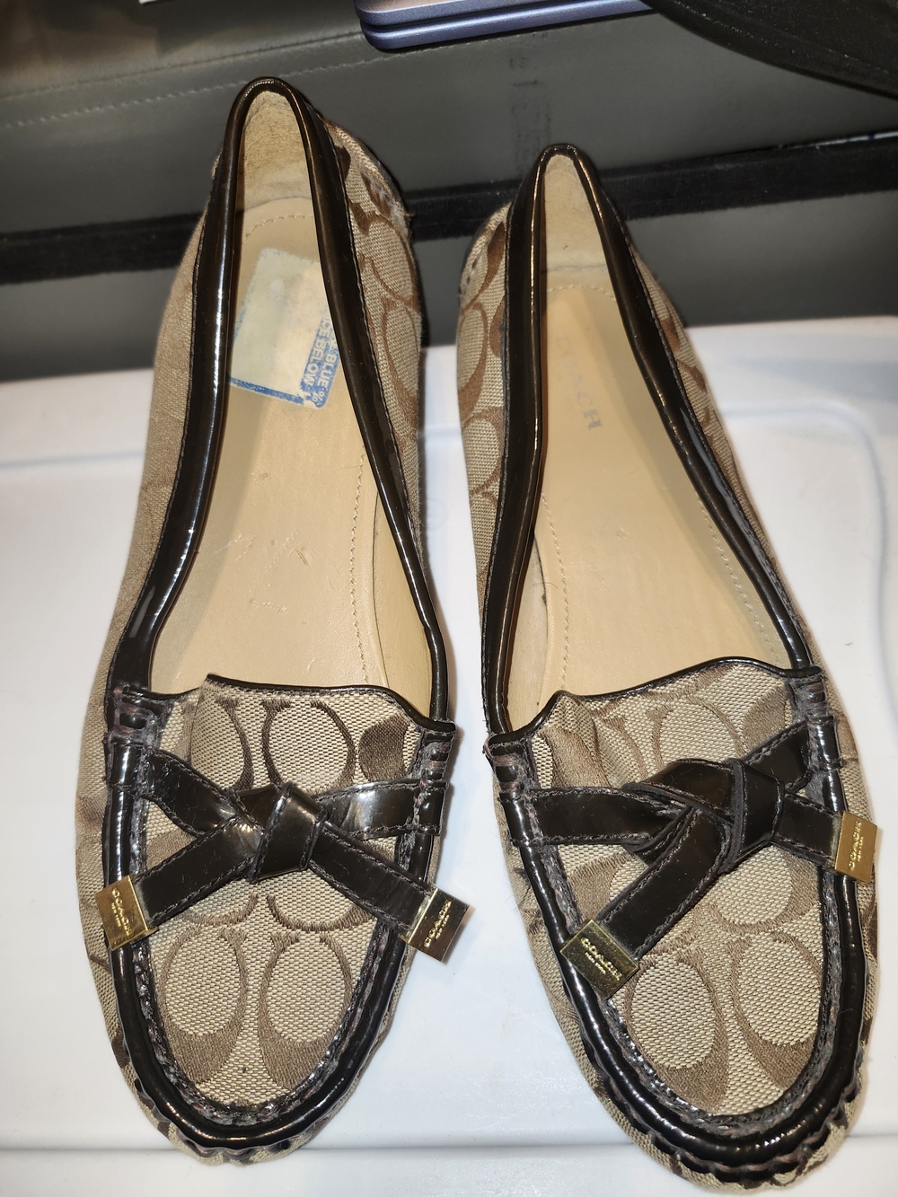 Coach Women’s Brown Signature Canvas Driving Loafers